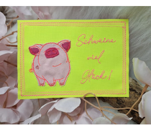 2€ ZUSATZTÜRCHEN 1. Dezember: ITH Stickserie - Postkarten Schwein